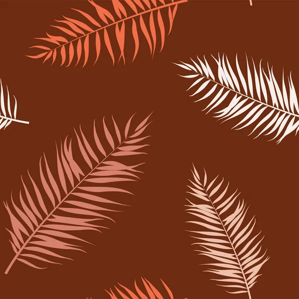Tropisk Vektor Sömlöst Mönster Exotisk Växtteckning Skandinavisk Bakgrund Stiliserade Palmblad — Stock vektor