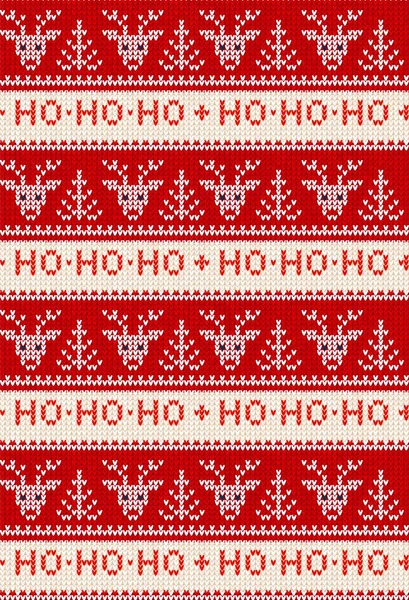 丑陋的毛衣圣诞快乐的圣诞晚会装饰品 病媒图解手工编织背景无缝图案与鹿 圣诞节树 丑闻鸟类装饰 彩色针织 — 图库矢量图片
