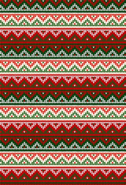 丑陋的毛衣圣诞快乐的圣诞晚会装饰品 矢量插图手工编织背景无缝图案与圣诞节图案 丑闻鸟类装饰 绿色针织 — 图库矢量图片
