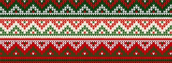 丑陋的毛衣圣诞快乐的圣诞晚会装饰品 矢量插图手工编织背景无缝图案与圣诞节图案 丑闻鸟类装饰 绿色针织 — 图库矢量图片