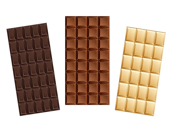 Barras Chocolate Escuras Doces Leite Ilustração Vetorial — Vetor de Stock