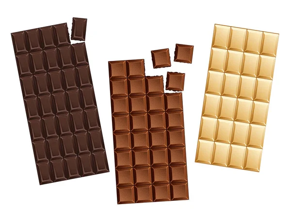 Chocoladerepen Met Donkere Melkchocolade Vectorillustratie — Stockvector