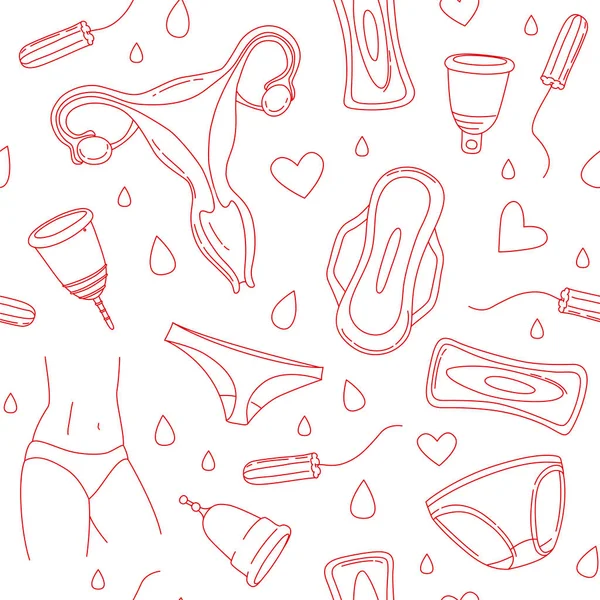Hygieneartikel Für Frauen Während Der Menstruation Unterhosen Einlagen Tampons Menstruationstasse — Stockvektor