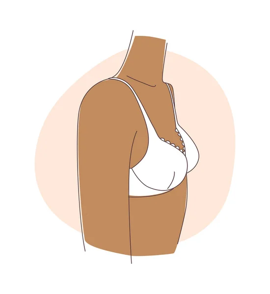 Puberté Adolescente Développement Sein Elle Porte Soutien Gorge Rose Illustration — Image vectorielle