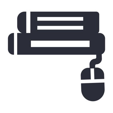 Web ve mobil uygulaması tasarım, kitap ve bilgisayar fare logo kavramı için beyaz arka plan üzerinde izole kitap ve bilgisayar fare simge vektör