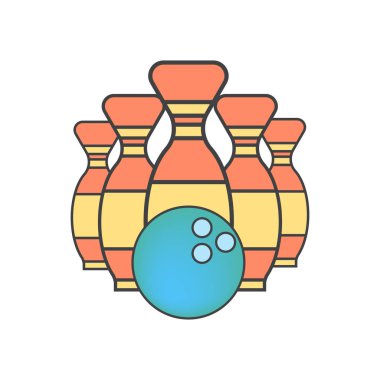 Bowling simge vektör web ve mobil uygulaması tasarımı, Bowling logo kavramı için izole üzerinde beyaz arka plan