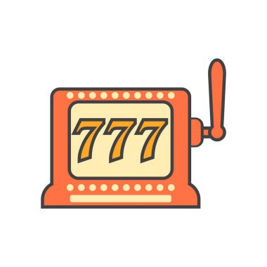 Slot makinesidir simge vektör web ve mobil uygulaması tasarımı, Slot makinesidir logo kavramı üzerinde izole beyaz arka plan