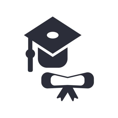 Web ve mobil uygulaması tasarımı, mezuniyet logo kavramı için beyaz arka plan üzerinde izole mezuniyet simge vektör