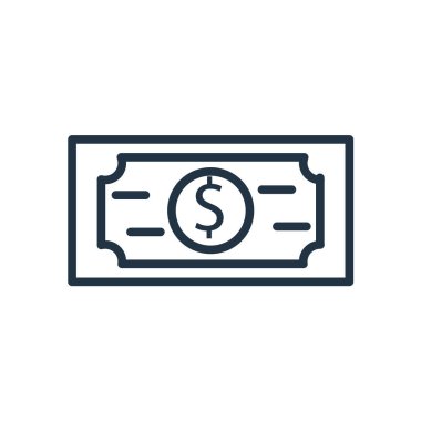 Doları bill simge vektör, beyaz arka plan üzerinde izole doları bill şeffaf işareti