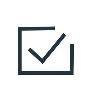 Web ve mobil uygulaması tasarım, doğru logo kavramı için beyaz arka plan üzerinde izole doğru simge vektör