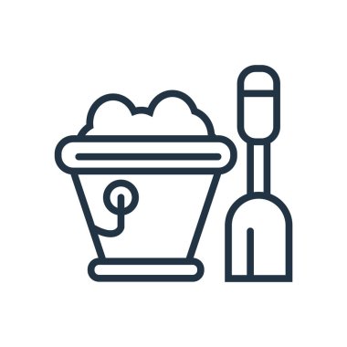 Beyaz arka plan üzerinde kum kovası şeffaf işareti izole kum kova simge vektör