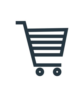 Alışveriş sepeti simge vektör web ve mobil uygulaması tasarım, alışveriş sepeti logo kavramı için izole üzerinde beyaz arka plan