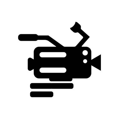 Video kamera simgesi üzerinde izole beyaz arka plan web ve mobil uygulaması tasarım, Video kamera logo kavramı için vektör