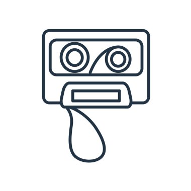 Beyaz arka plan üzerinde kaset şeffaf işareti izole kaset simge vektör