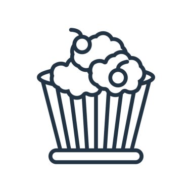 Beyaz arka plan üzerinde Cupcake şeffaf işareti izole cupcake simge vektör