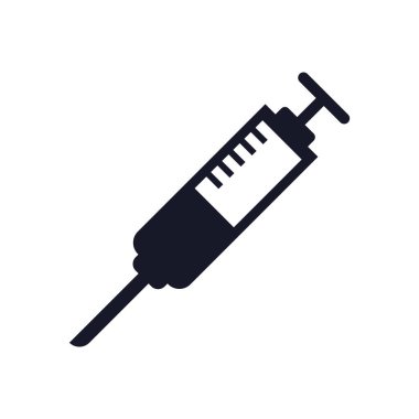 Şırınga simge vektör web ve mobil uygulaması tasarımı, şırınga logo kavramı için izole üzerinde beyaz arka plan