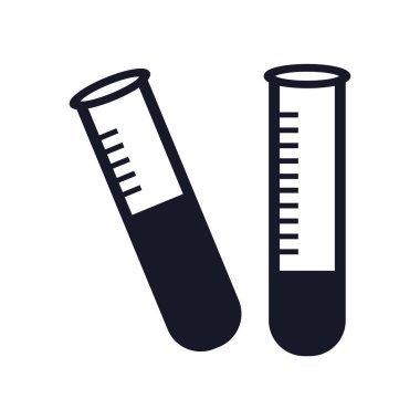 Test tüpü simge vektör web ve mobil uygulaması tasarımı, Test tüpü logo kavramı üzerinde izole beyaz arka plan
