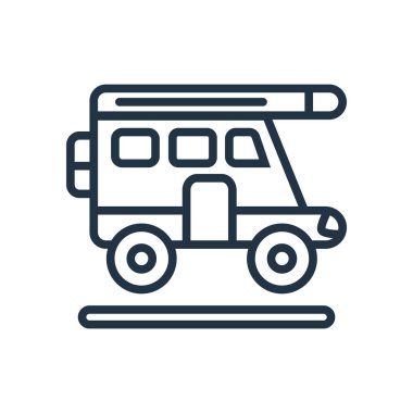 Beyaz arka plan üzerinde karavan şeffaf işareti izole karavan simge vektör