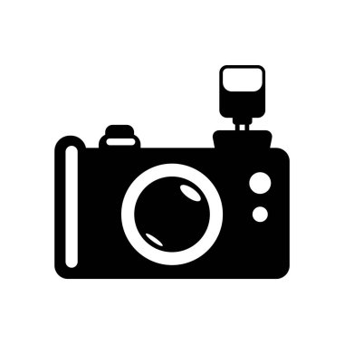 Refleks fotoğraf kamera simgesi üzerinde izole beyaz arka plan web ve mobil uygulaması tasarımı, refleks fotoğraf kamera logo kavramı için vektör