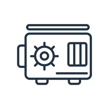 Beyaz arka plan üzerinde kasa şeffaf işareti izole kasa simge vektör