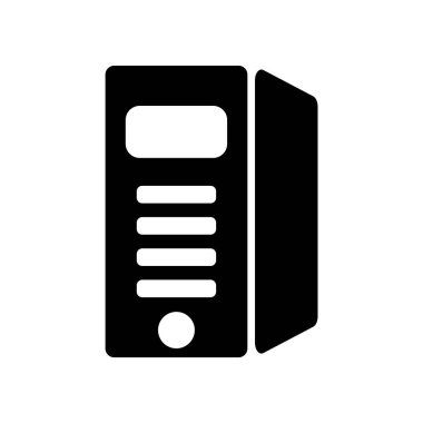 Bilgisayar kule simge vektör web ve mobil uygulaması tasarımı, bilgisayar kule logo kavramı için izole üzerinde beyaz arka plan