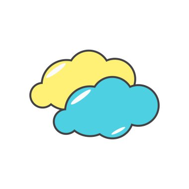 Web ve mobil uygulaması tasarımı, bulutlu logo kavramı için beyaz arka plan üzerinde izole bulutlu simge vektör