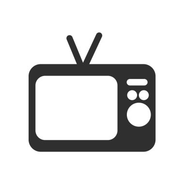 Web ve mobil uygulaması tasarımı, televizyon logo kavramı için beyaz arka plan üzerinde izole televizyon simge vektör