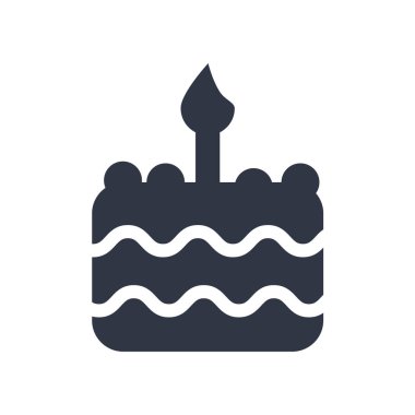 Doğum günü pastası ile bir mum simge vektör web ve mobil uygulaması tasarım, Doğum günü pastası bir mum logo kavramı ile izole üzerinde beyaz arka plan