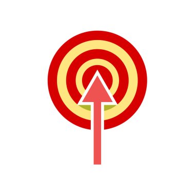 Hedef simgesini vektör web ve mobil uygulaması tasarımı, hedef logo kavramı için izole üzerinde beyaz arka plan