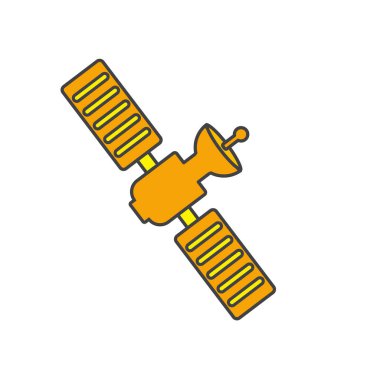 Web ve mobil uygulaması tasarım, uydu logo kavramı için beyaz arka plan üzerinde izole uydu simge vektör