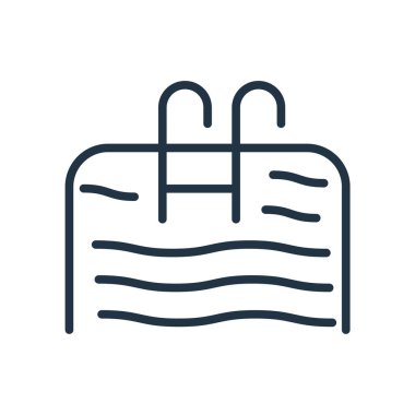 Beyaz arka plan üzerinde havuzu şeffaf işareti izole havuzu simge vektör