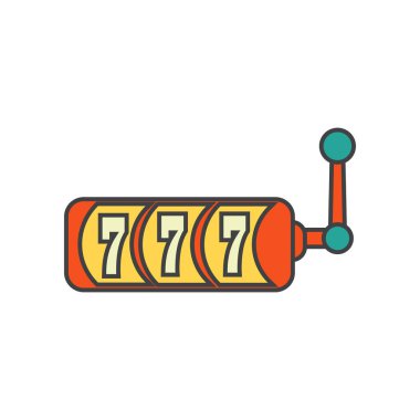 Slot makinesidir simge vektör web ve mobil uygulaması tasarımı, Slot makinesidir logo kavramı üzerinde izole beyaz arka plan