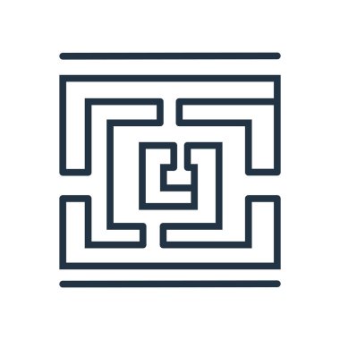 Beyaz arka plan üzerinde labirent şeffaf işareti izole labirent simge vektör