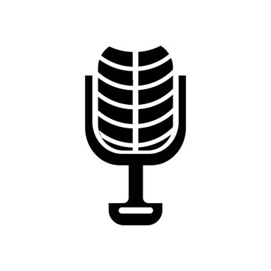 Mikrofon vintage tasarım simgesinin üzerinde izole beyaz arka plan web ve mobil uygulaması tasarım, vintage logo tasarım mikrofon için vektör