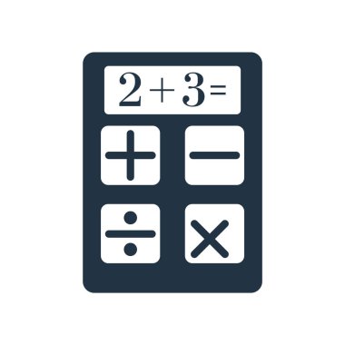 Beyaz arka plan üzerinde hesap makinesi şeffaf işareti izole hesap makinesi simge vektör