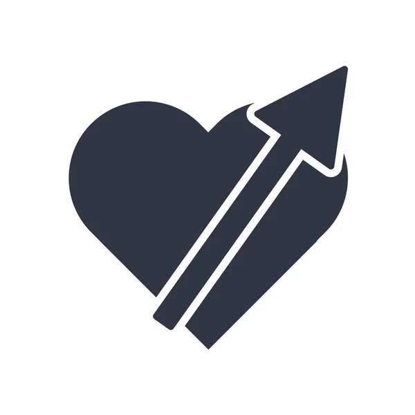 Corazón Perforado Por Vector Icono Flecha Aislado Fondo Blanco Para — Vector de stock