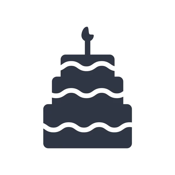 Tarta Cumpleaños Con Velas Vector Icono Aislado Sobre Fondo Blanco — Vector de stock