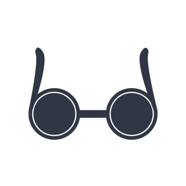 Dairesel gözlük simge vektör web ve mobil uygulaması tasarımı, yuvarlak gözlük logo kavramı için izole üzerinde beyaz arka plan