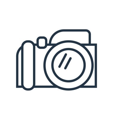 Beyaz arka plan üzerinde fotoğraf kamera şeffaf işareti izole fotoğraf kamera simge vektör