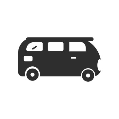 Web ve mobil uygulaması tasarımı, otobüs logo kavramı için beyaz arka plan üzerinde izole otobüs simge vektör