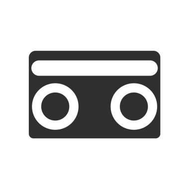 Web ve mobil uygulaması tasarımı, kaset logo kavramı için beyaz arka plan üzerinde izole kaset simge vektör