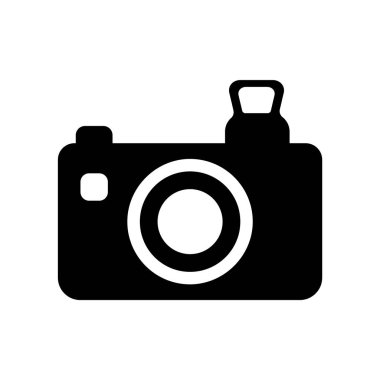 Fotoğraf kamera simgesi üzerinde izole beyaz arka plan web ve mobil uygulaması tasarım, fotoğraf kamera logo kavramı için vektör