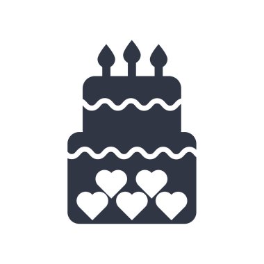 Doğum günü pastası simge vektör web ve mobil uygulaması tasarım, Doğum günü pasta logo kavramı için izole üzerinde beyaz arka plan