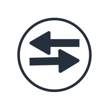 Ok adres geri web ve mobil uygulaması tasarımı, ok adres arka logo kavramı için beyaz arka plan üzerinde izole simge vektör