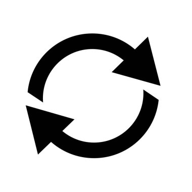 Geri dönüşüm sembol simge vektör web ve mobil uygulaması tasarımı, geri dönüşüm sembolü logo kavramı üzerinde izole beyaz arka plan