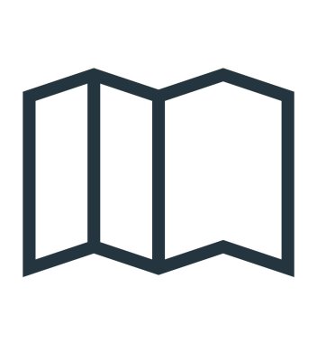 Harita simgesi üzerinde izole beyaz arka plan web ve mobil uygulaması tasarımı, harita logo kavramı için vektör