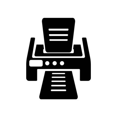 Yazıcı yazdırılan kağıt simgesi ile vektör web ve mobil uygulaması tasarımı, yazıcı yazdırılan kağıt logo kavramı ile izole üzerinde beyaz arka plan