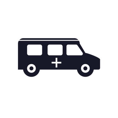 Web ve mobil uygulaması tasarımı, ambulans logo kavramı için beyaz arka plan üzerinde izole ambulans simge vektör