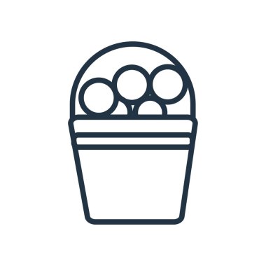 Beyaz arka plan üzerinde kova şeffaf işareti izole kova simge vektör