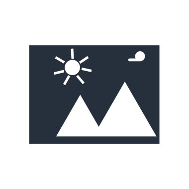 Manzara resim simge vektör web ve mobil uygulaması tasarım, peyzaj resim logo kavramı için izole üzerinde beyaz arka plan